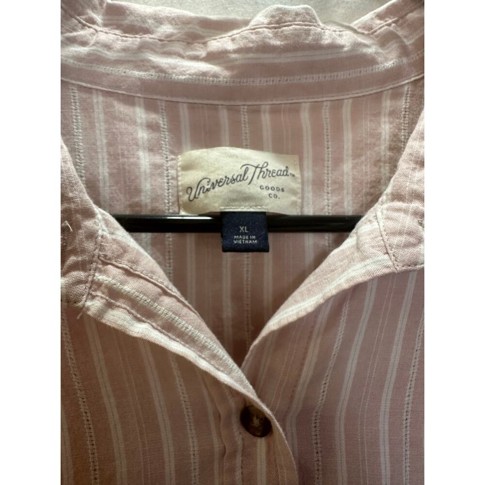 Universal Thread Pink and White Striped Button-Down Shirt - Picture 4 of 5